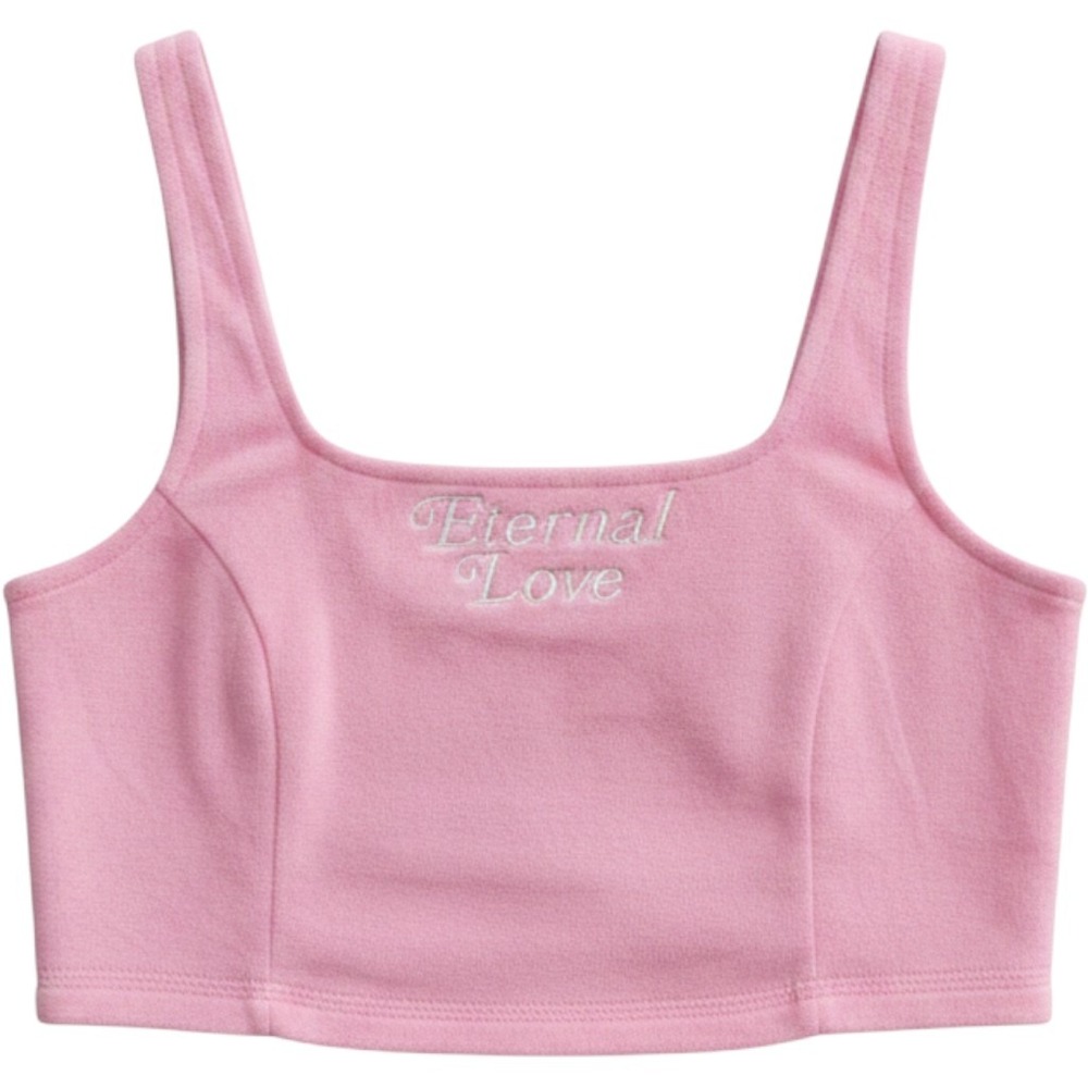 Forever 21 Pink Velour Eternal Love Embroidered Crop Tank Top Small Y2K McBling